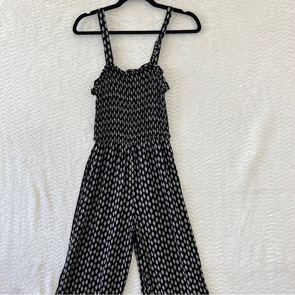 Japna Black White Handmade Artsy Boho Wide Leg Jumpsuit Womens Sz XS - Picture 2 of 13